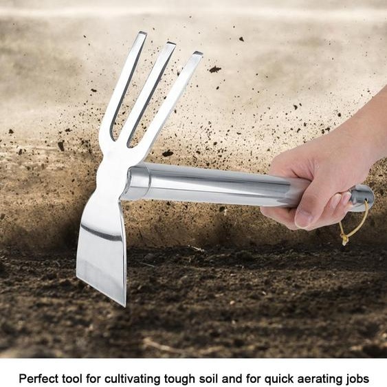 Mini-râteau en acier avec manche en caoutchouc, à dents courtes, outil de jardinage pour lextérieur