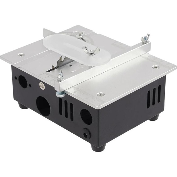 Mini scie circulaire de table en alliage daluminium - Scie à bois électrique - 96 W - 5000 tr/min - lame 63 mm - profondeur de coupe 15 mm - 220 V AC - Pour le bois & le bricolage - Jaune clair