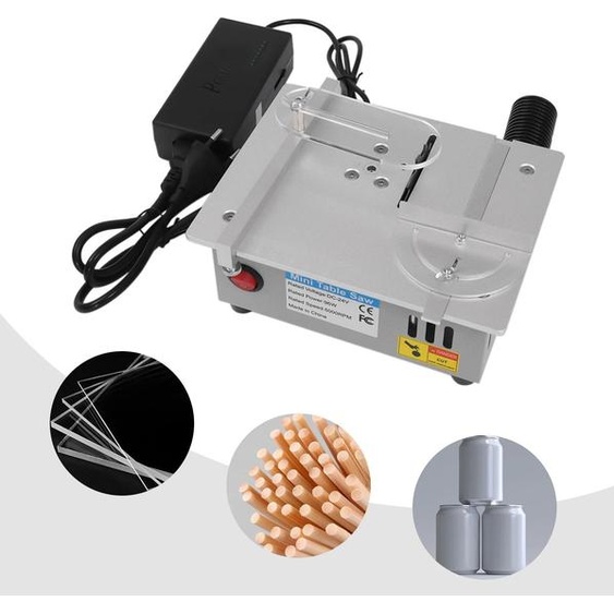 Mini scie circulaire détabli, scie détabli pour le travail du bois/modélisme, lame de scie circulaire HSS 63 mm, bloc dalimentation réglable, noir