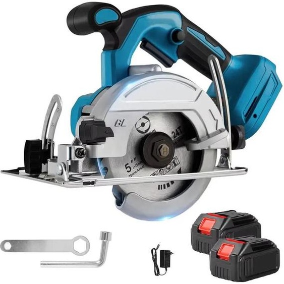 Mini scie circulaire - Sans fil - Lame 12,5 cm (125 mm) - Puissance 1000 W - Moteur sans balais - Système 18 V - Avec 1x batterie - Marron
