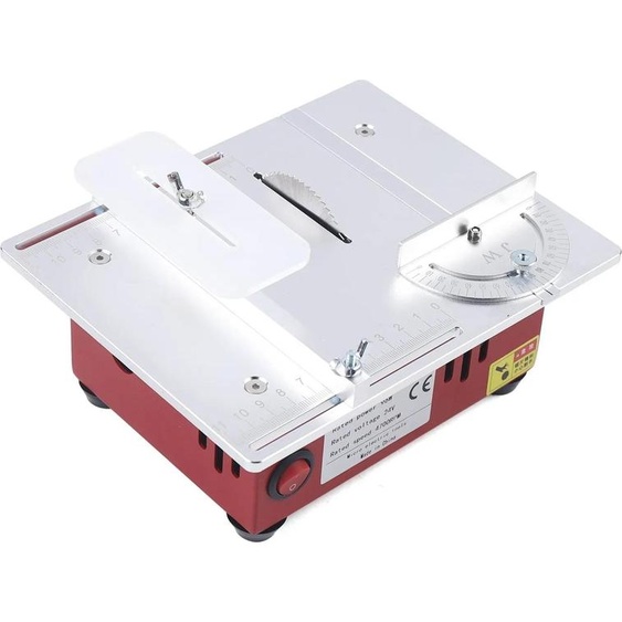 Mini scie sur table - Scie de précision pour les loisirs - Réglage de la vitesse à 7 niveaux - Profondeur de coupe max. 1,4 cm - Aspiration des poussières - Pour le bois et le métal, modélisme, bricolage