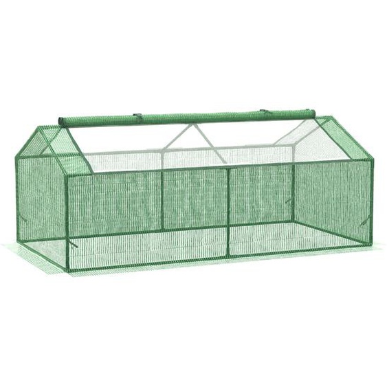Mini serre de jardin serre à tomates 1,8L x 0,9l x 0,7H m métal thermolaqué PE haute densité fenêtre moustiquaire intégrées vert