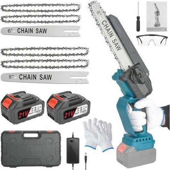 Mini-tronçonneuse 20 cm - Tronçonneuse sans fil pour le jardin et le travail du bois