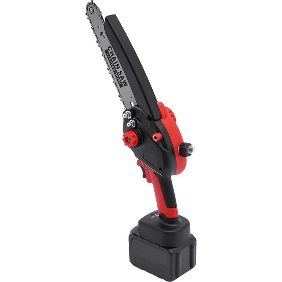 Mini tronçonneuse portable - 20 cm sans fil - Moteur sans balai - Chargeur rapide inclus - Pour le jardinage et lélagage des branches/rameaux - Rouge