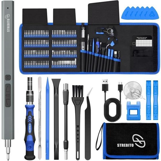 Mini-visseuse électrique, ensemble de 144 pièces, tournevis de précision, couleur bleue. Visseuse sans fil pour la réparation dappareils électroniques