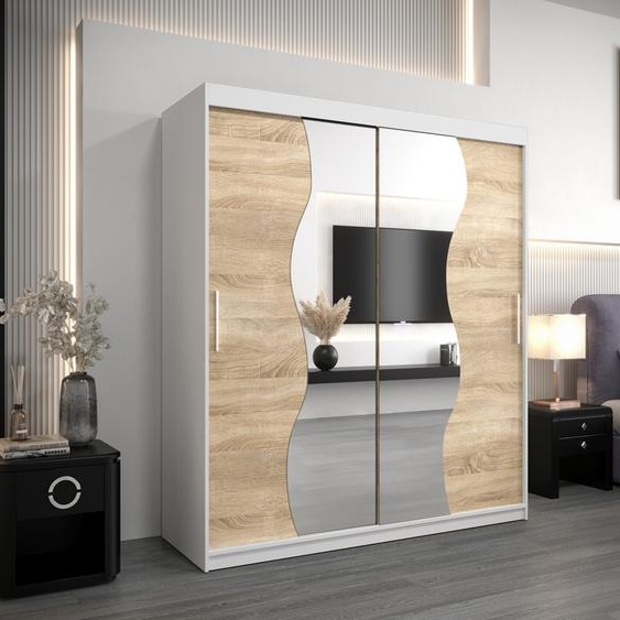 MINIO Armoire 180 cm MADRYT Blanc / Chêne Sonoma