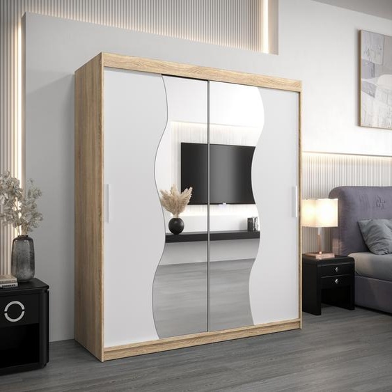 MINIO Armoire 180 cm MADRYT Chêne Sonoma / Blanc