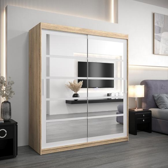 MINIO Armoire 180 cm ROMA 2 Chêne Sonoma / Blanc