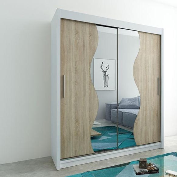 MINIO Armoire 200 cm MADRYT Blanc / Chêne Sonoma