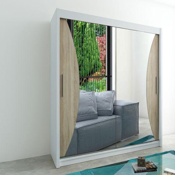MINIO Armoire 200 cm MONACO Blanc / Chêne Sonoma