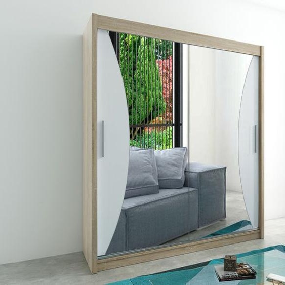 MINIO Armoire 200 cm MONACO Chêne Sonoma / Blanc