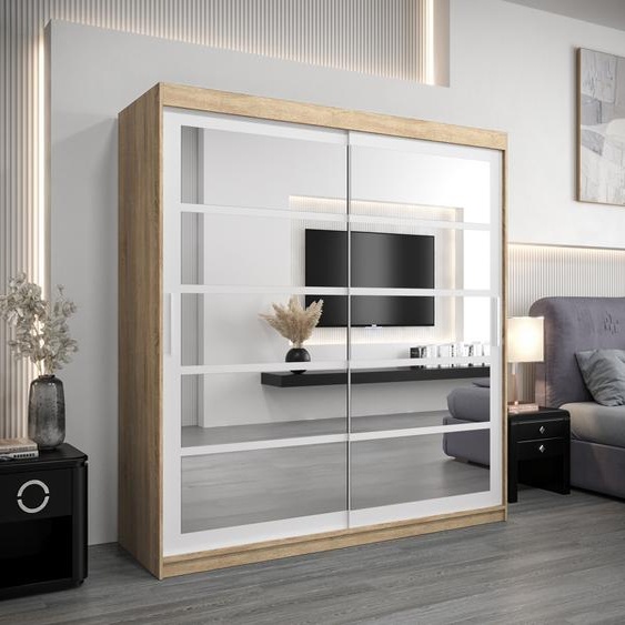 MINIO Armoire 200 cm ROMA 2 Chêne Sonoma / Blanc