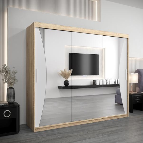 MINIO Armoire 250 cm MONACO Chêne Sonoma / Blanc