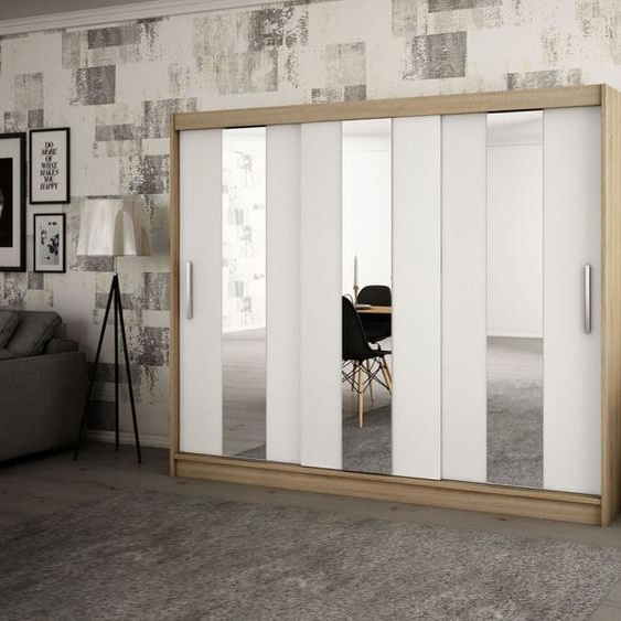 MINIO Armoire 250 cm POLE Chêne Sonoma / Blanc mat