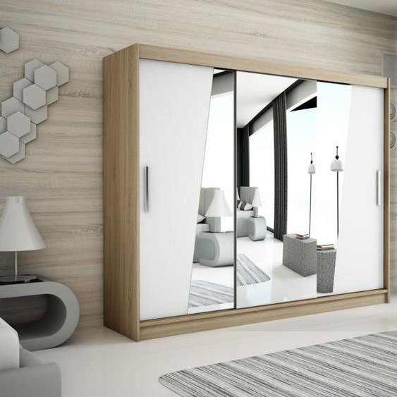 MINIO Armoire 250 cm RHOMB Chêne Sonoma / Blanc mat