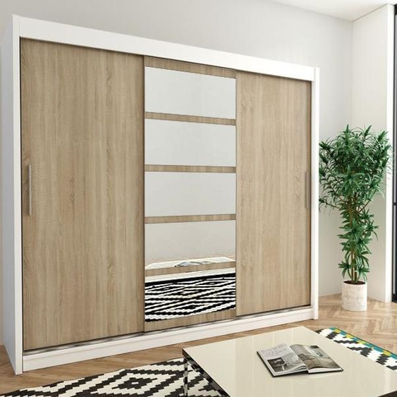 MINIO Armoire 250 cm ROMA 1 Blanc / Chêne Sonoma