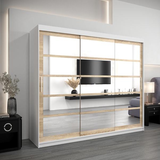 MINIO Armoire 250 cm ROMA 2 Blanc / Chêne Sonoma