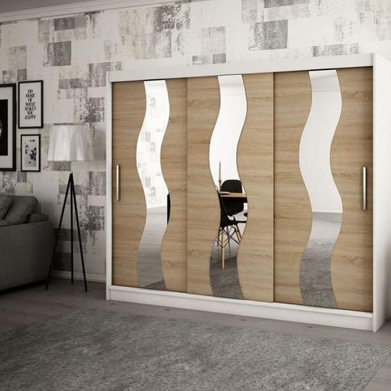 MINIO Armoire 250 cm SEWILLA Blanc mat / Chêne Sonoma