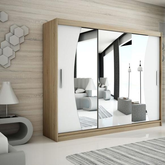 MINIO Armoire 250 cm WAVE Chêne Sonoma / Blanc