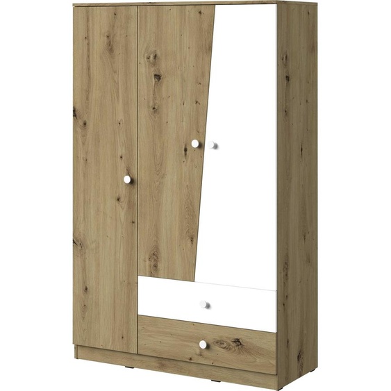 Minio, Armoire à portes battantes, Armoire Nantes 120 cm, Chêne Artisan/Blanc Couleur