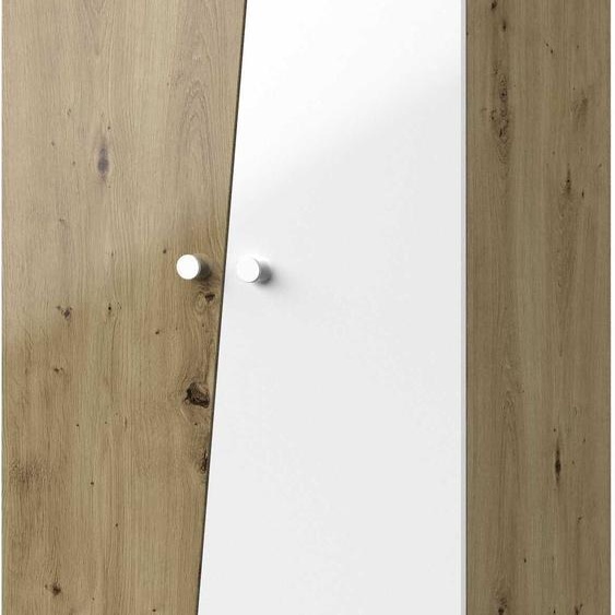 Minio, Armoire à portes battantes, Armoire Nantes 80 cm, Façades brillantes, Chêne Artisan/Couleur blanche