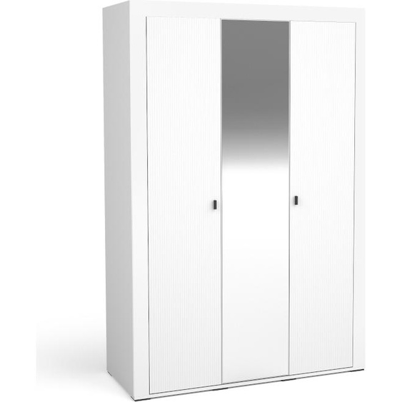 Minio, armoire ASSO 2, armoire à portes battantes, avec miroir, 137 cm, blanc