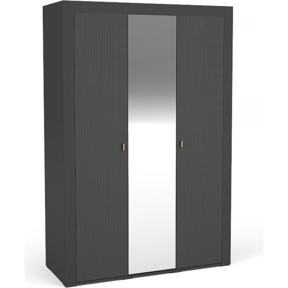 Minio, armoire ASSO 2, armoire à portes battantes, avec miroir, 137 cm, couleur noir