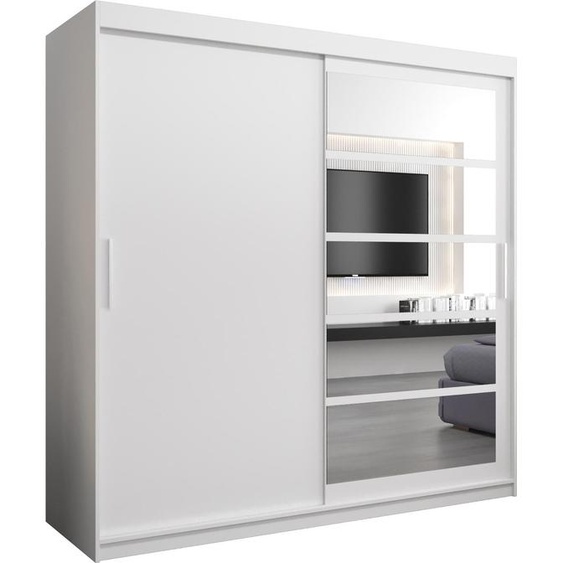 Minio, Armoire Roma 1, Armoire à portes coulissantes, 200cm, Couleur blanche