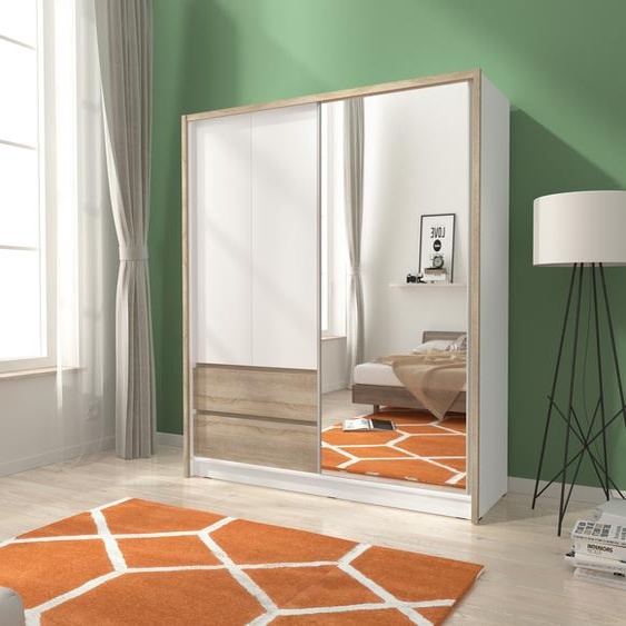 MINIO Armoire SARA 180 cm Blanc / Chêne Sonoma