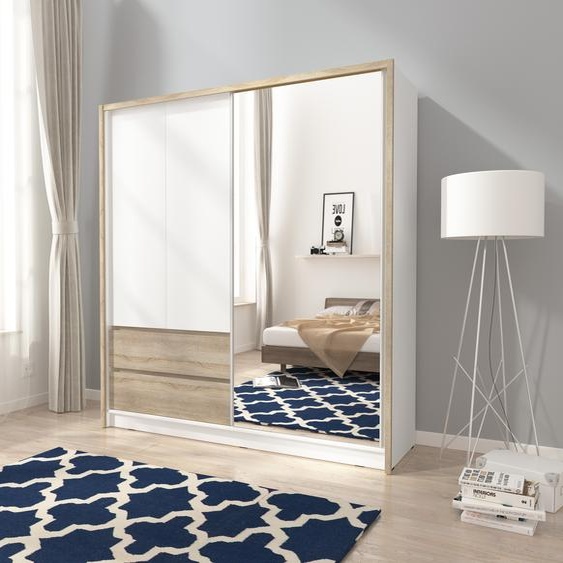 MINIO Armoire SARA 200 cm Blanc / Chêne Sonoma