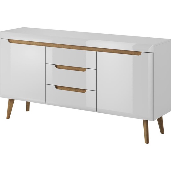 MINIO Commode 160 cm BODO Blanc / Chêne Rivera