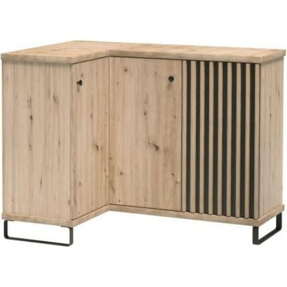 Minio, Commode dangle CALI 12, avec pieds en métal, Commode, Chêne Artisan / Couleur noire