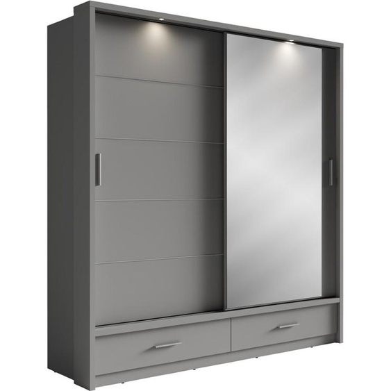 MINIO go for it, Armoire, Armoire à portes coulissantes, ARTI 5, avec tiroirs, 200cm, Gris Couleur