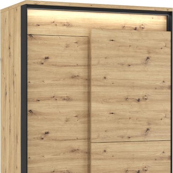 MINIO go for it, Armoire QUANT 1, Armoire à portes battantes, 95 cm, Chêne Artisan / Couleur noir