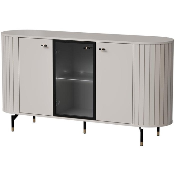 MINIO go for it, commode ZAMA 150 cm, avec porte en verre, côtés arrondis décoratifs, avec éclairage LED, couleur Cashimire