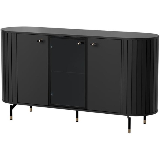 MINIO go for it, commode ZAMA 150 cm, avec porte en verre, côtés arrondis décoratifs, couleur noire