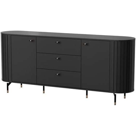 MINIO go for it, commode ZAMA 190 cm, trois tiroirs, côtés arrondis décoratifs, couleur noire