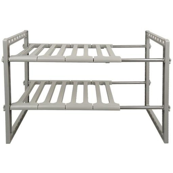 MIPAN Organiseur sous évier à 2 Niveaux,étagère de Rangement Extensible avec étagères Amovibles en Plastique gris
