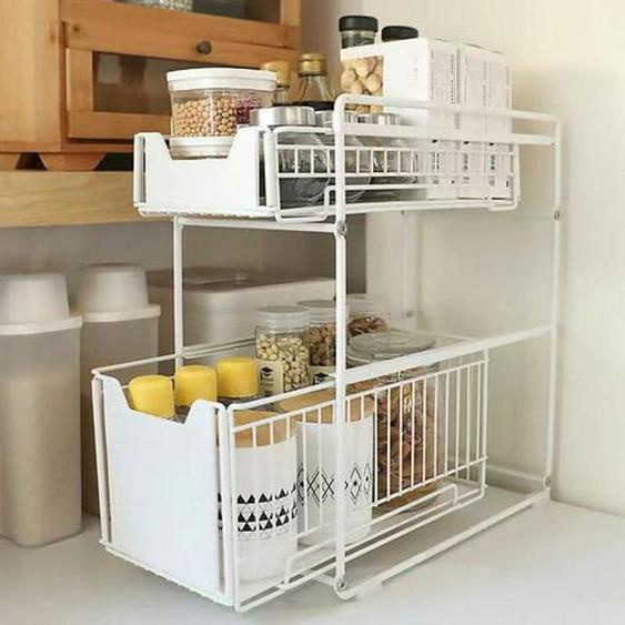 MIPAN Panier Coulissant Tiroir de Rangement à 2 étages pour Cuisine et Salle de Bain,  pour la Maison et Le Bureau