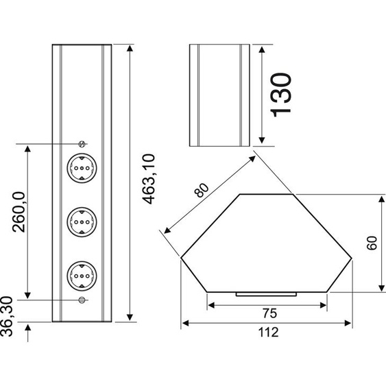 MIRA ECK 1 Élément de prise dangle triple en acier inoxydable - norme allemande / Prises de courant / Bâti de prises