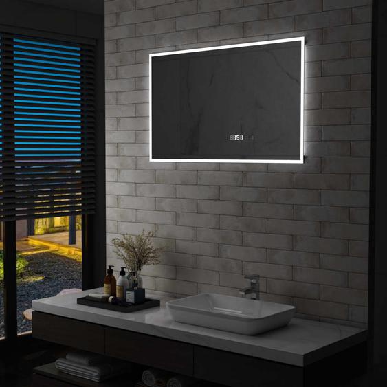 Miroir à LED et capteur tactile et affichage dheure 100x60 cm