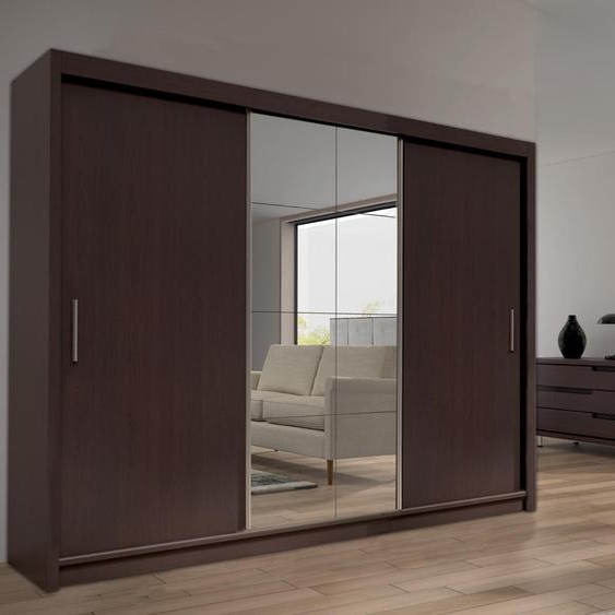Miroir Armoire Chambre à coucher Portes suspendues 250cm Armoires à vêtements Portes coulissantes