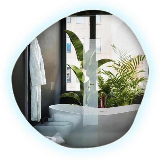 Miroir asymétrique led, Beau grand miroir LED nuage irrégulier pour la chambre 100 cm lumière froide