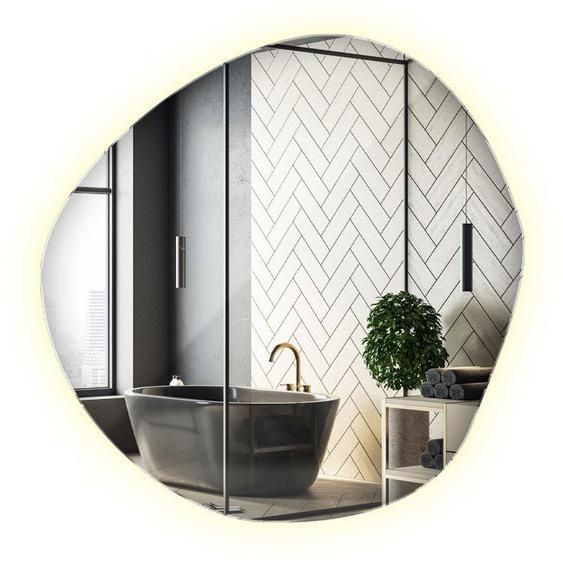 Miroir asymétrique led, Miroir mural loft LED nuage irrégulier moderne 90 cm lumière neutre