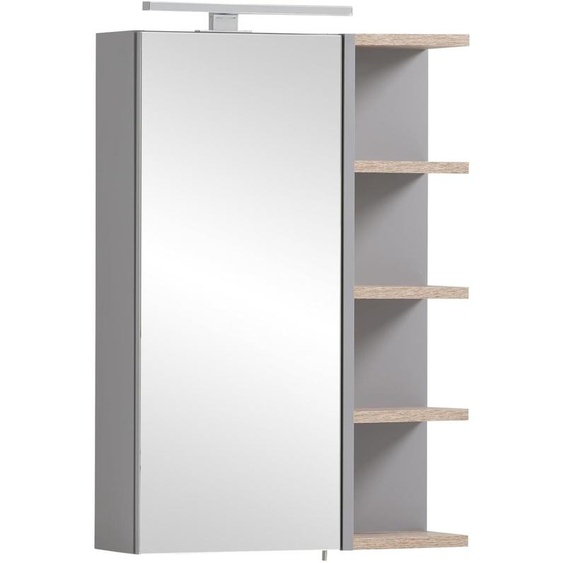 Miroir avec éclairage LED, couleur gris platine, dimensions 49,7 x 16 x 74,4 cm
