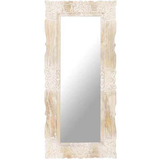 Miroir Blanc 110x50 cm Bois de manguier massif