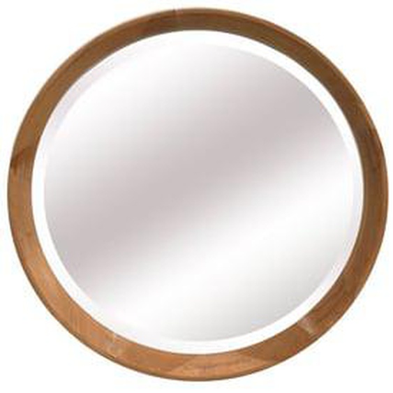 Miroir bois rond biseauté 52,6cm
