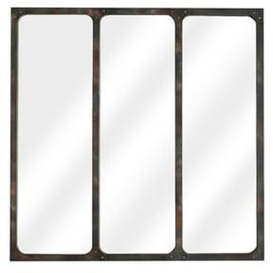 Miroir carré 3 bandes métal rouillé 70x70cm