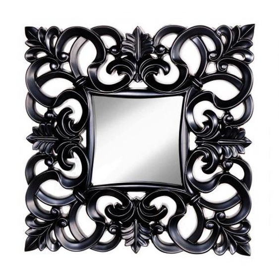 Miroir carré baroque noir mat - Chester II