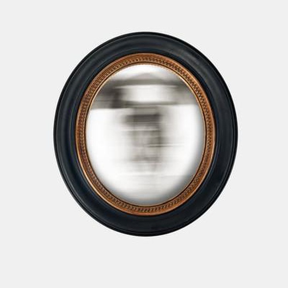 Miroir convexe ovale noir et doré 34,8x29,5cm